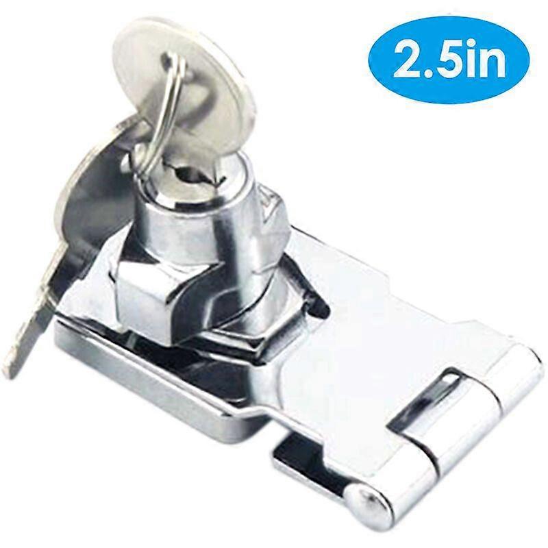 Door Lock Latch Cabinet Locks with Keys Hasp Lock Chrome Garage Door Hasp Lock Staple Safety Lock, 2.5 Inch