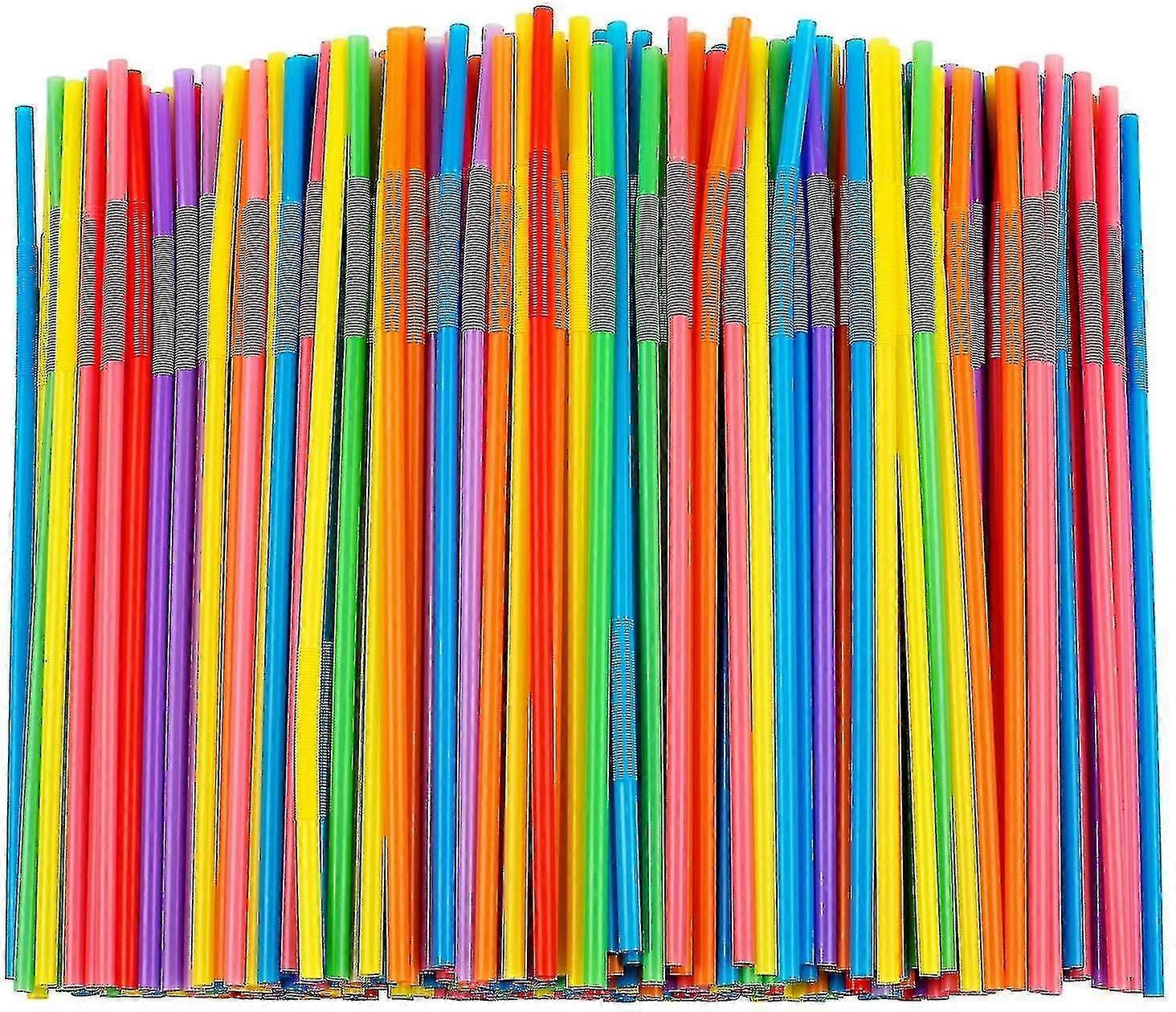 500 Adet Renkli Esnek Plastik Pipetler, Bpa-free Tek Kullanımlık Bendy Pipetler