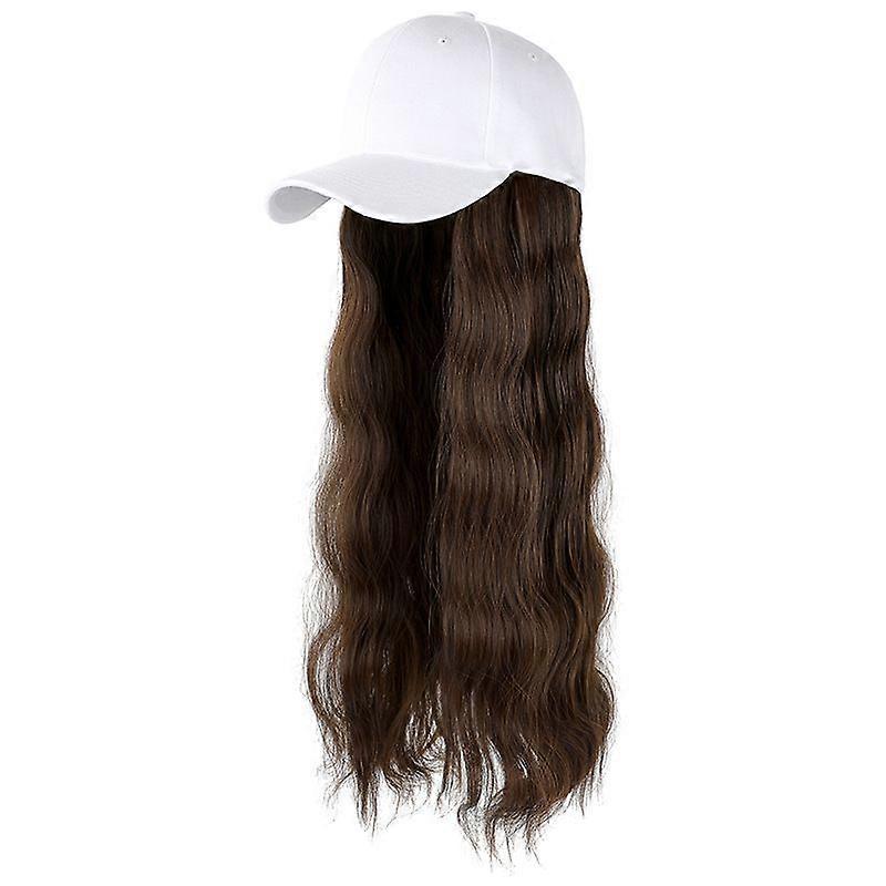 Fashion Long 55CM/21.6 Inch Curly Synthetic Hair Cap Wig Hat Wigs Hairpiece for Women Easy to Use