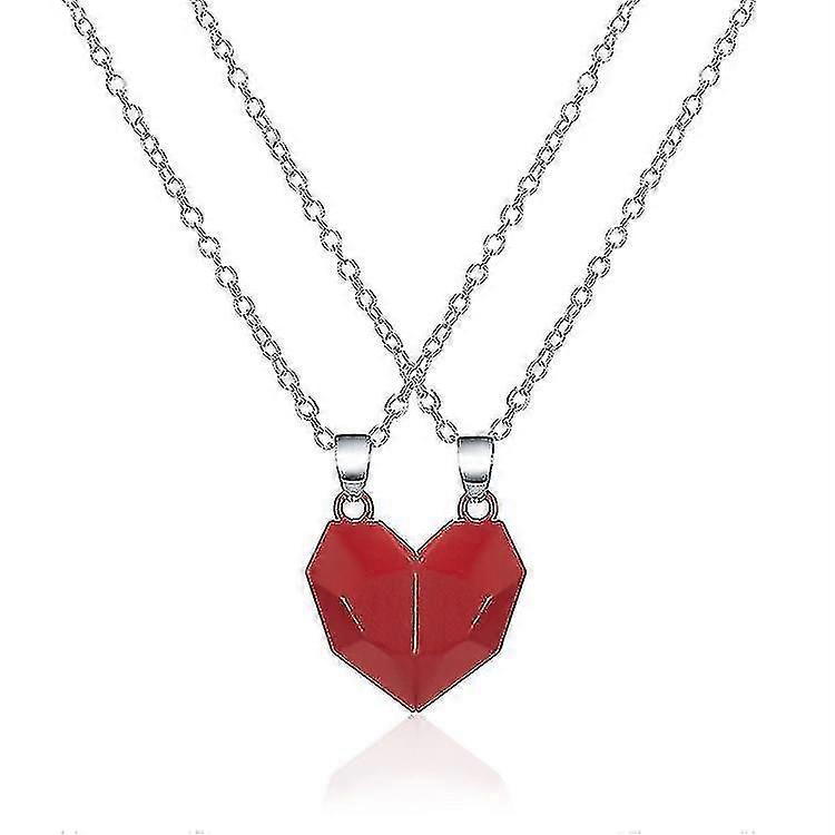 Paar Patchwork Magnetische Liebe Halskette 2er Set (rot)