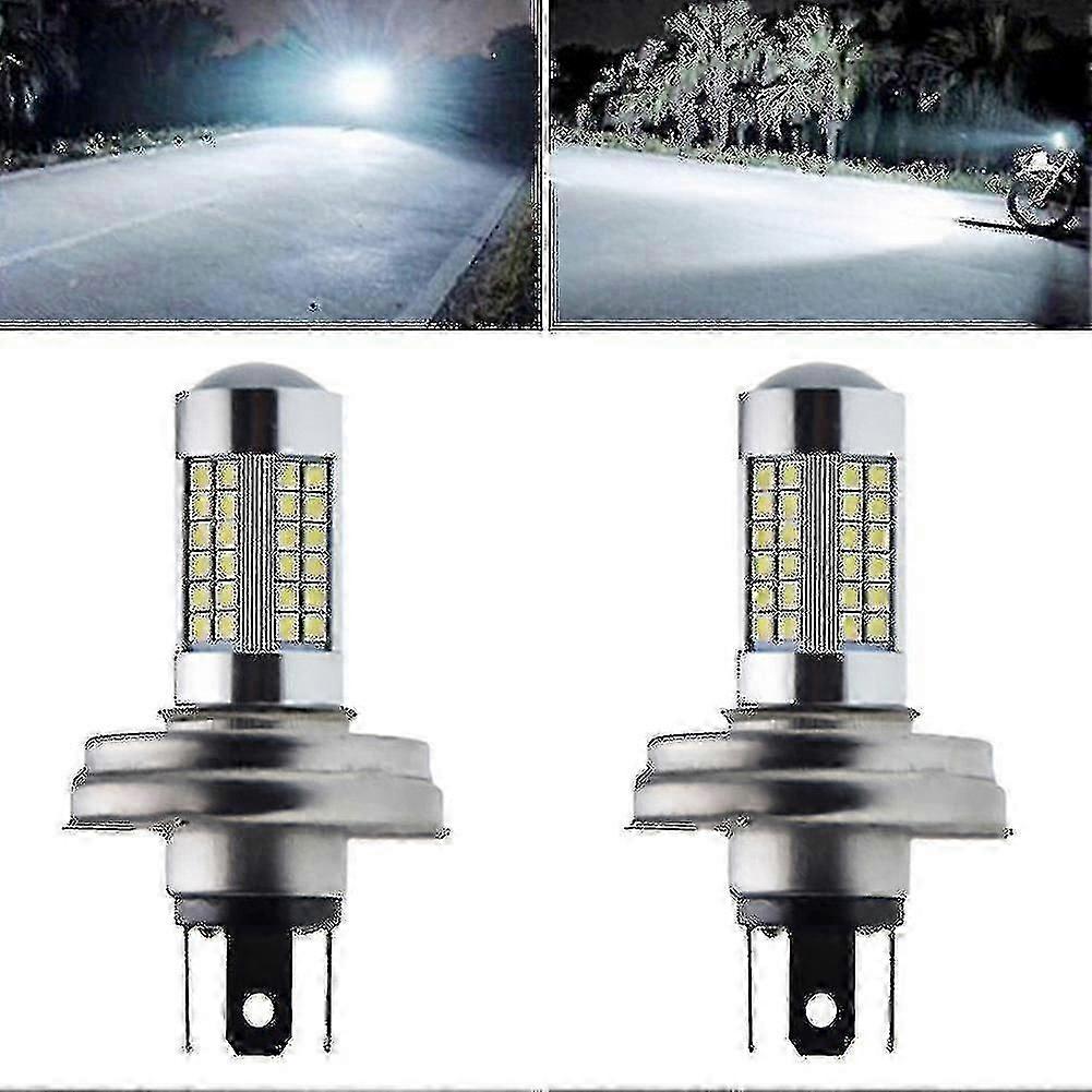 2pcs motocicleta p45t r2 66smd led farol lâmpada alto/baixo feixe compatível com scooter ciclomotor branco 6000k 6v 12v -bp