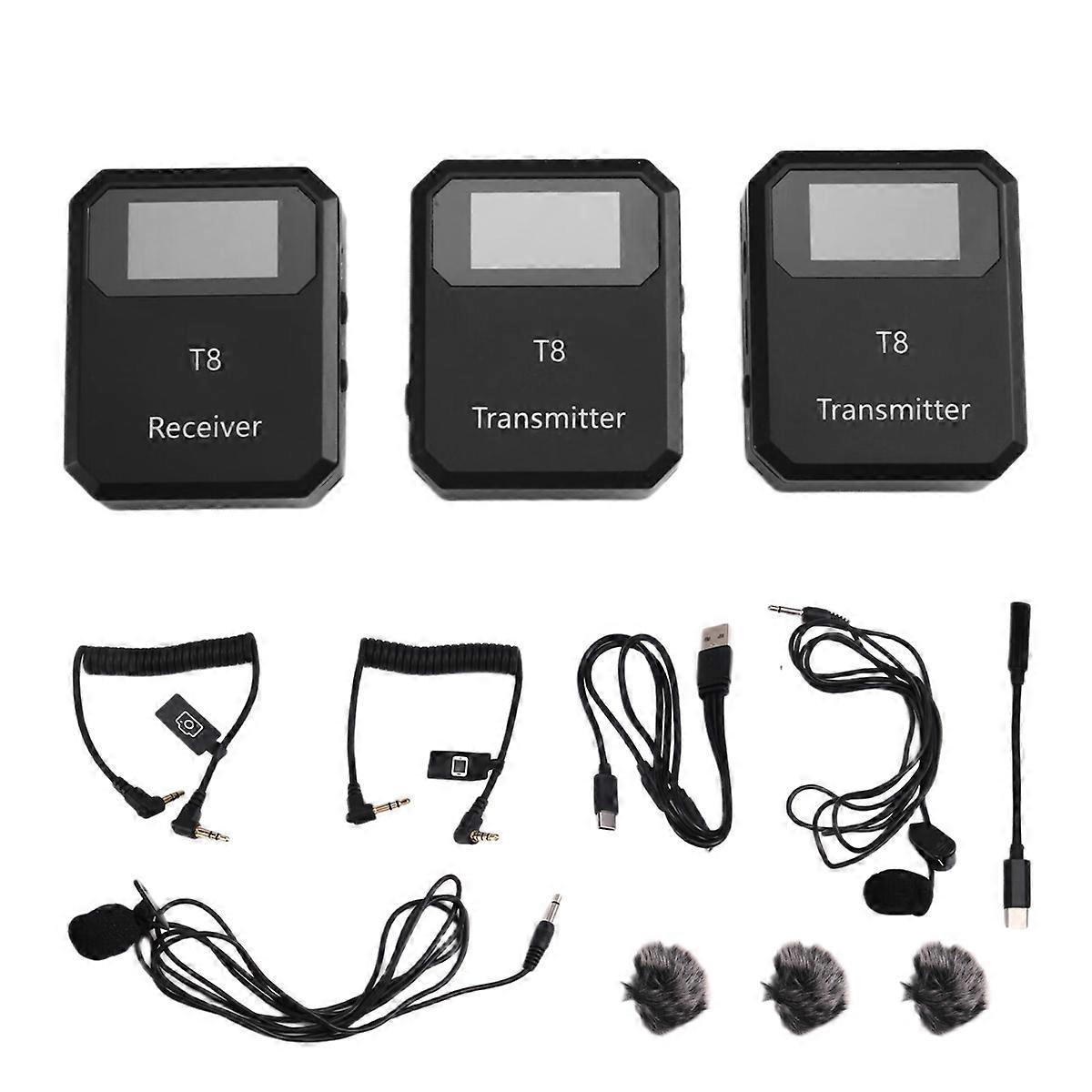 2.4G Wireless Microphone System Lavalier Microphone  mitter Receiver Built-in Noise Reduction Cl