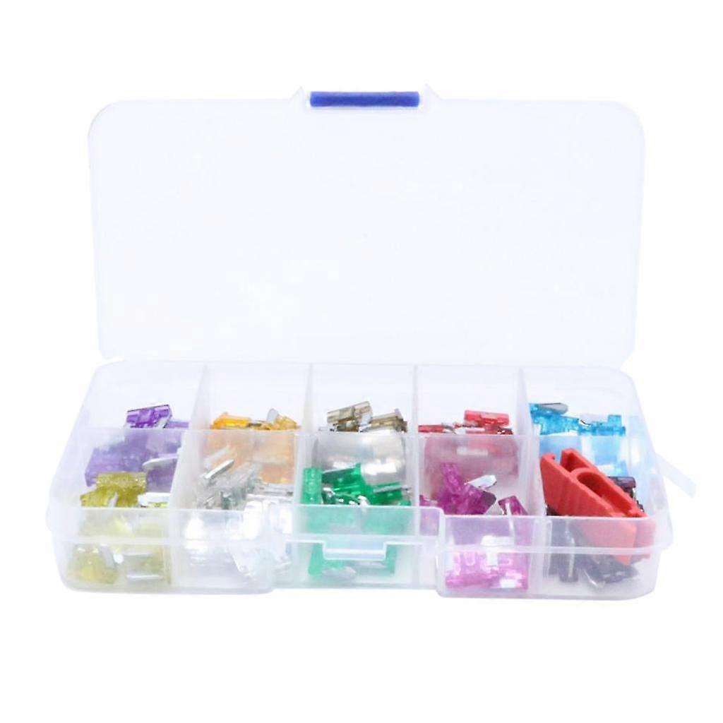 100Pcs Car Boat Mini Blade Fuse Set 3A 5A 7.5A 10A 15A 20A 25A 30A 35A 40A