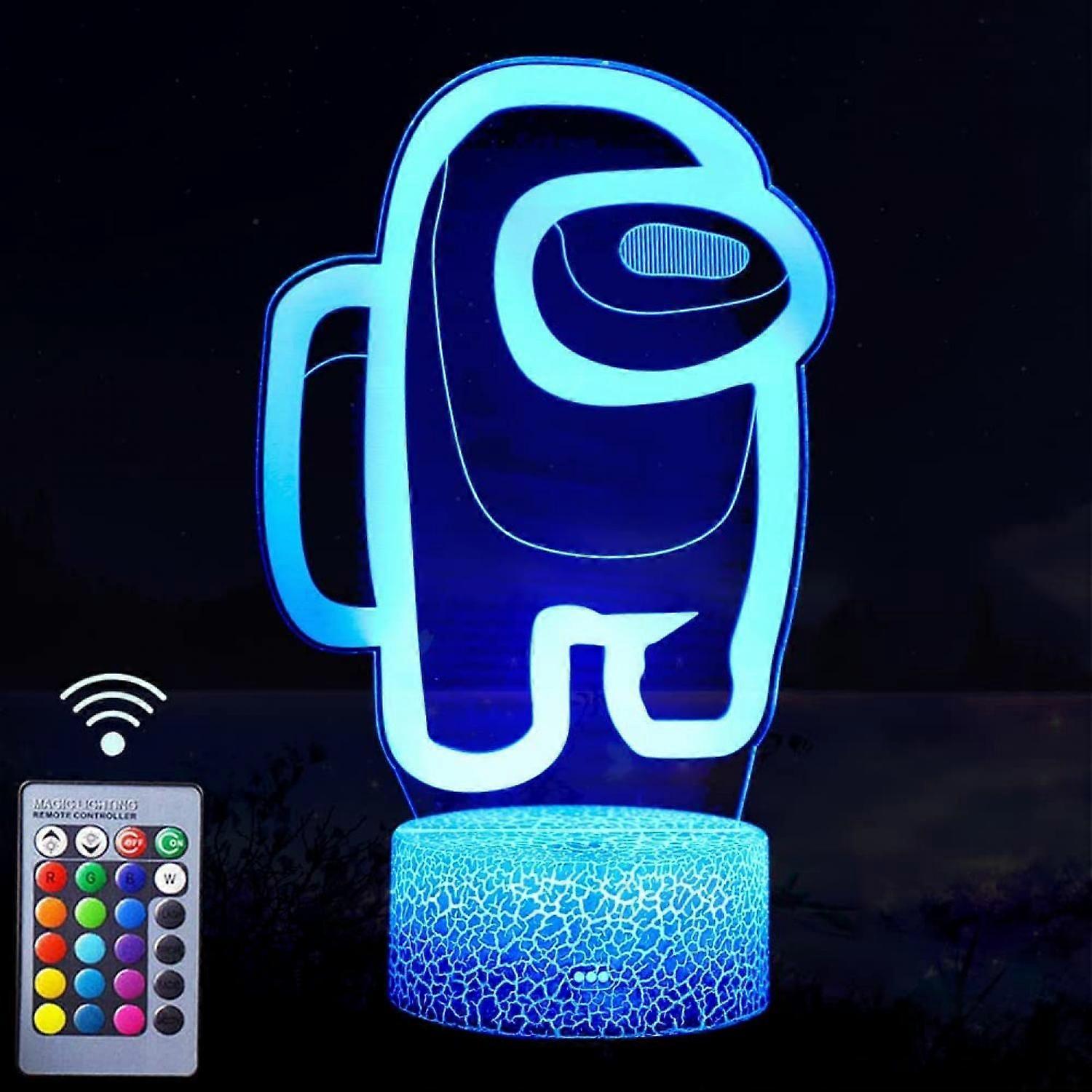 Qinwei Night Light 3D Illusion Table Lamp For Kids With Remote Controller 16 Colors -- A13
