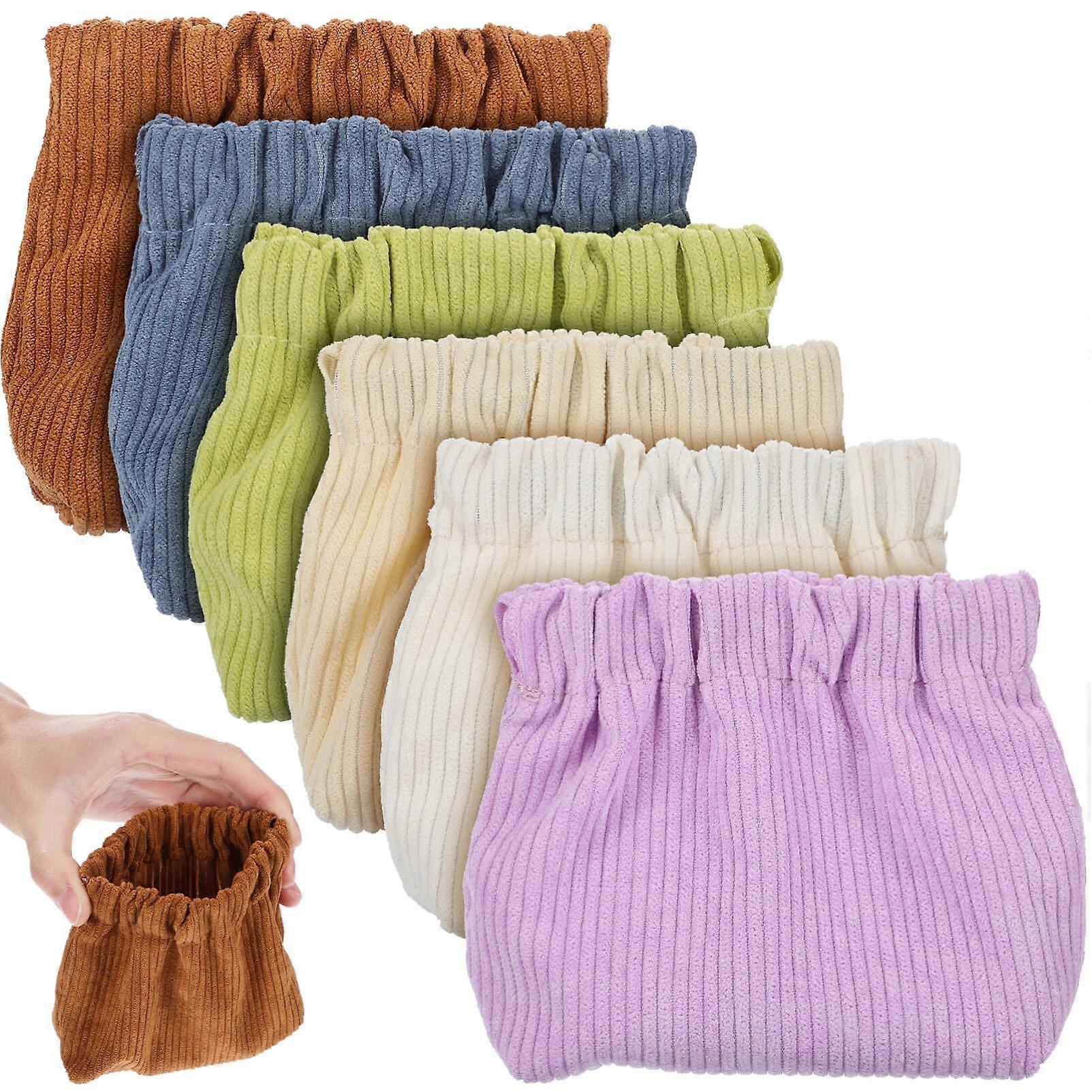 6 Pcs Corduroy Elastic Bag, Storage Travel Lipstick Bag