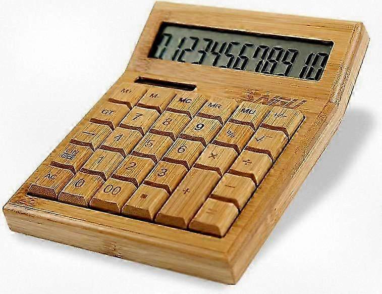 Bamboo Solar Powered Desktop Calculator with Large 12-Digit Display, Suitable for Various Needs and Everyday Use
