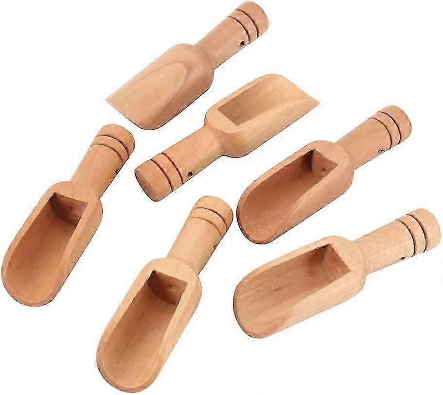 Set of 6 Mini Wooden Tea Spoons for Bath Salts and Candy Scooping