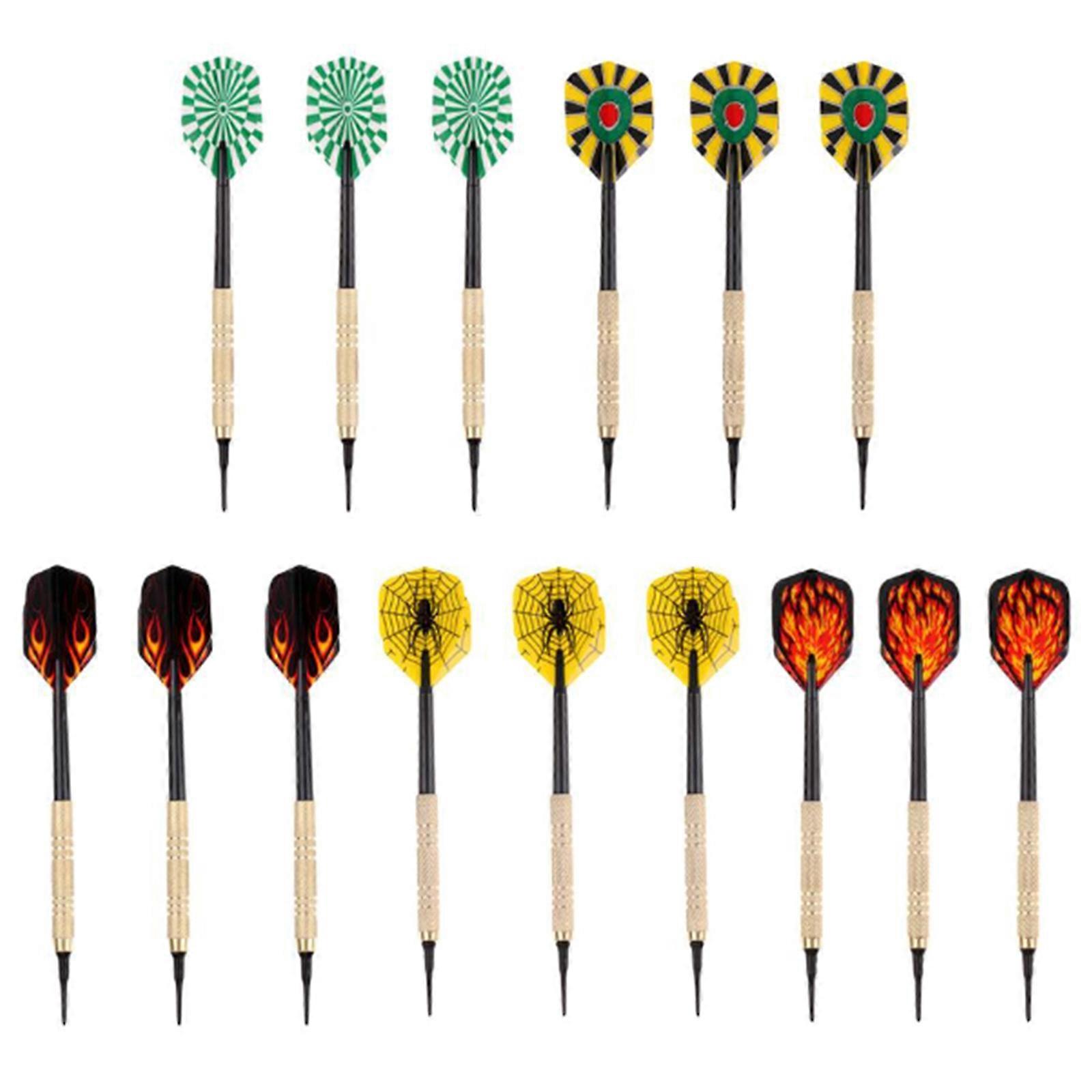 Professional Iron Barrels Plastic Flight Set of 15 14g Soft Tip Darts Sets with Iron Nickel Plated Shaft Safe Soft Darts