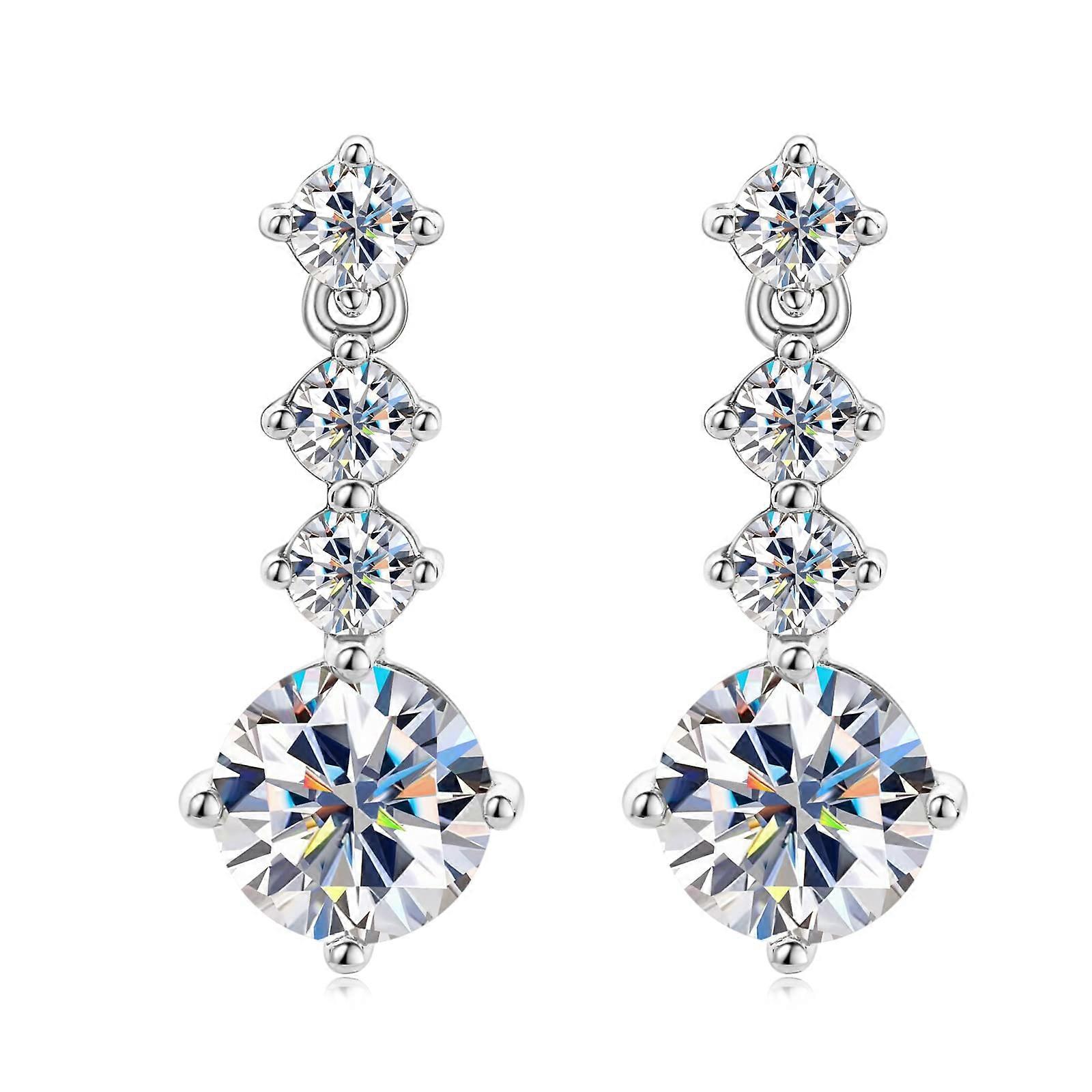 Moissanite Dangle Earrings for Women, 925 Short Silver Long Drop Earrings 14CT