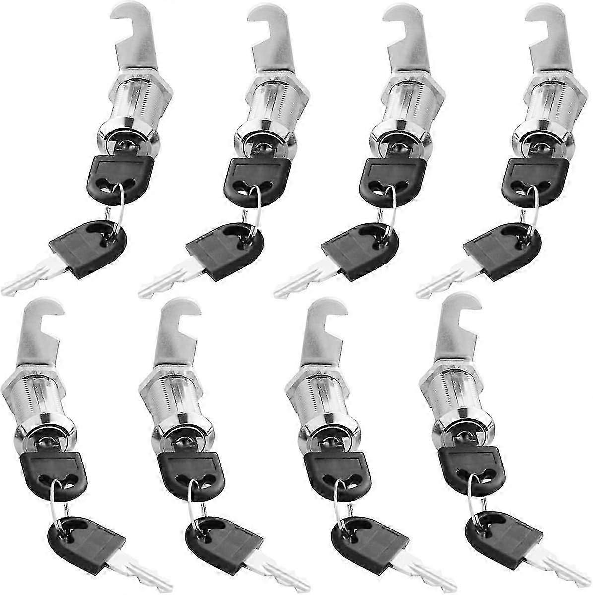 Cylinder Cam Lock, 8PCS Mailbox Lock with 16 Keys Cabinet Door Latch Cylinder Cam Cam Lock for Mailbox Drawer Cabinet Office(16mm+20mm)