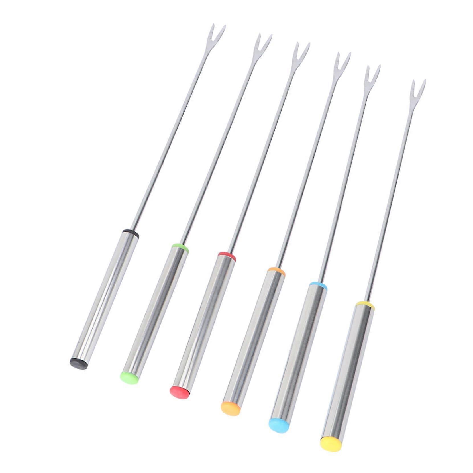 Set of 6 Stainless Steel Barbecue Skewers for Kebab, BBQ and Campfire, Durable Extended Skewers for Outdoor Cooking
