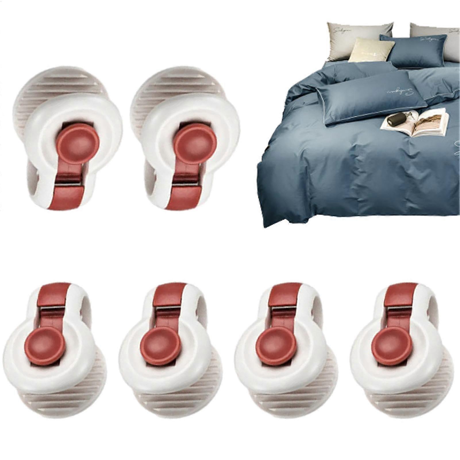 Duvet Holders, Duvet Clips 6 Pieces Duvet Cover Clips Inside Secure Locking Clips, Padded Blanket Clips to Secure Bedding and Prevent Shifting Red