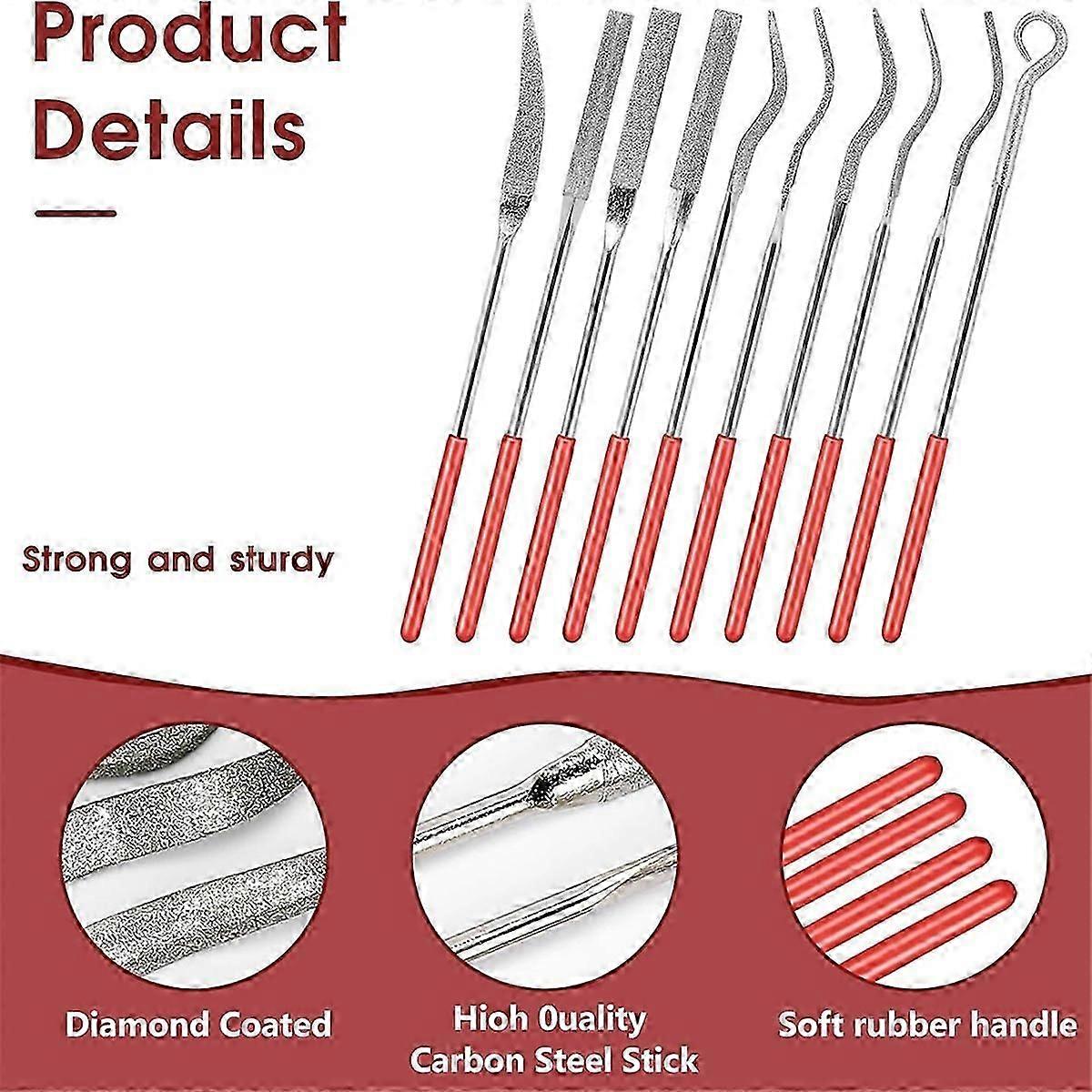 10 Pcs Mini Diamond Needle File Set