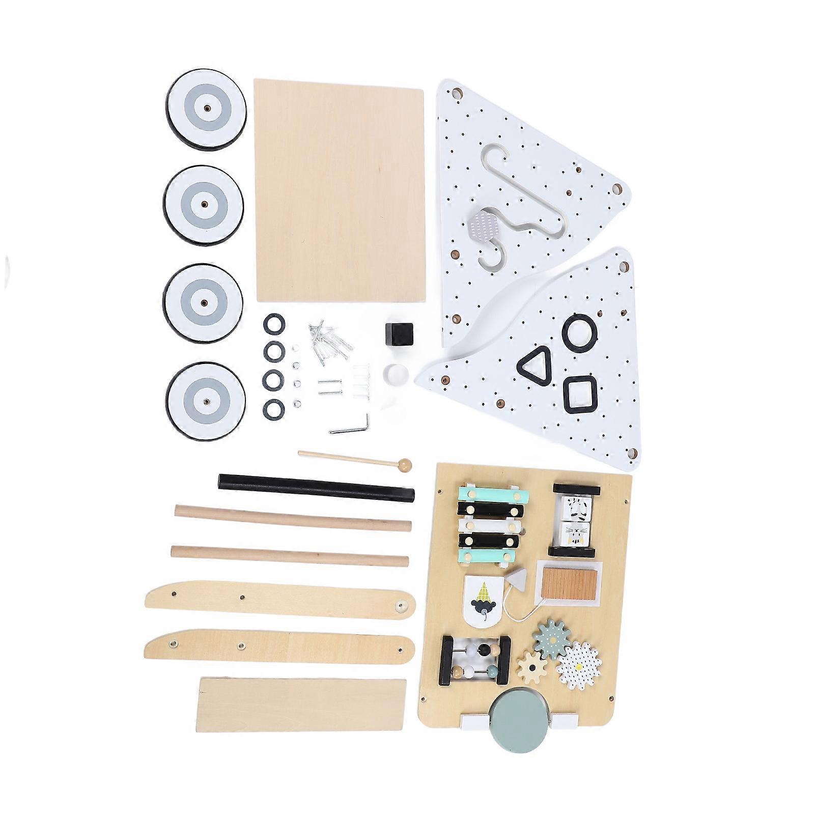 Wooden Baby Walker with Roller Develops Motor Skills Multiple Activities Push Pull Learning Walker for Toddlers 