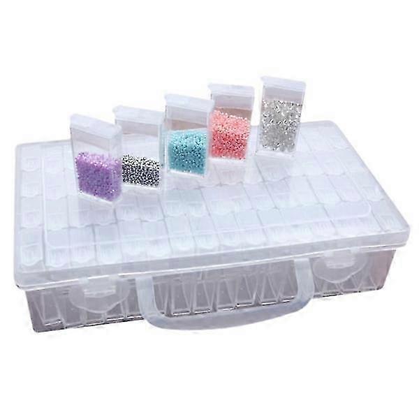 64-Compartment Storage Box for 5D Diamond Painting, Plastic Jars Ideal for Organizing Art Supplies, Suitable for Certain Brands