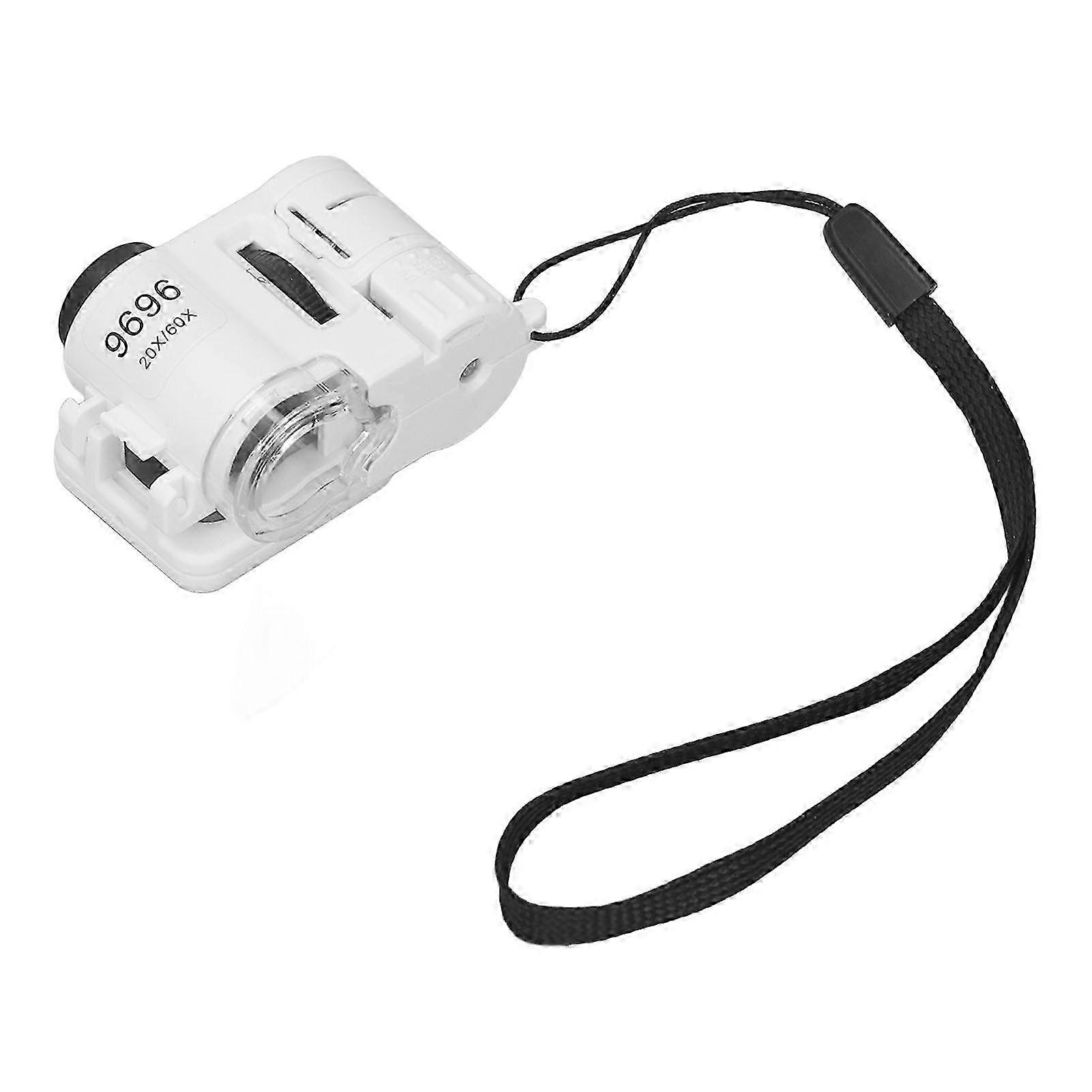 Versatile Mini Handheld Magnifier with LED Light, Portable 20X and 60X Magnification for Inspecting Coins, Stamps, and Maps