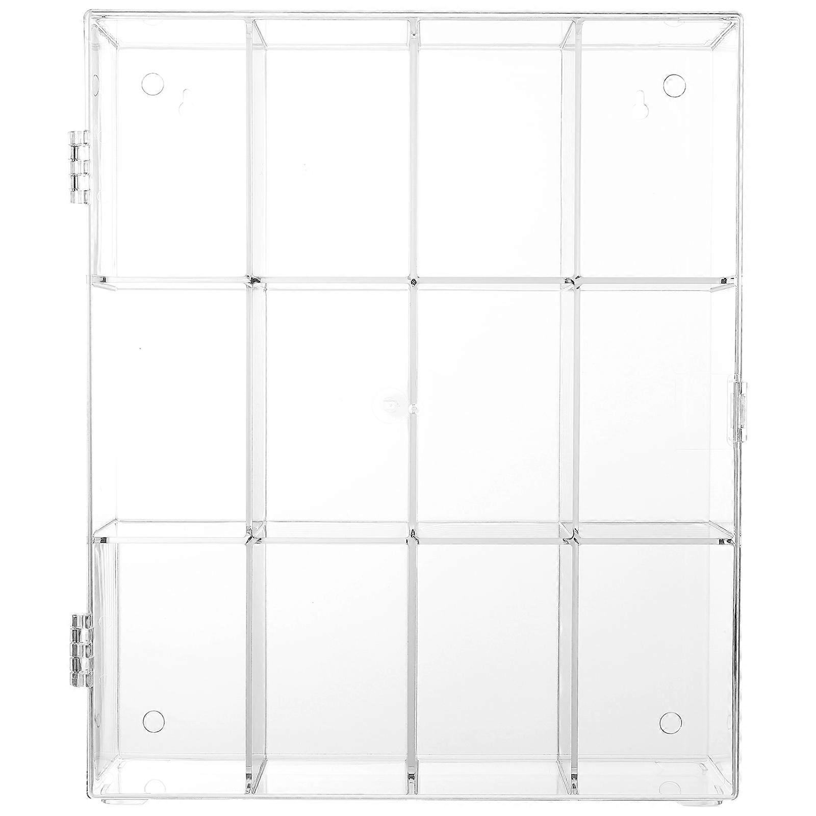 Acrylic Doll Display Case with Multi Grid Organizer, Sturdy Figurine Storage Box for Collectibles, Dustproof Showcase for Home or Office Use