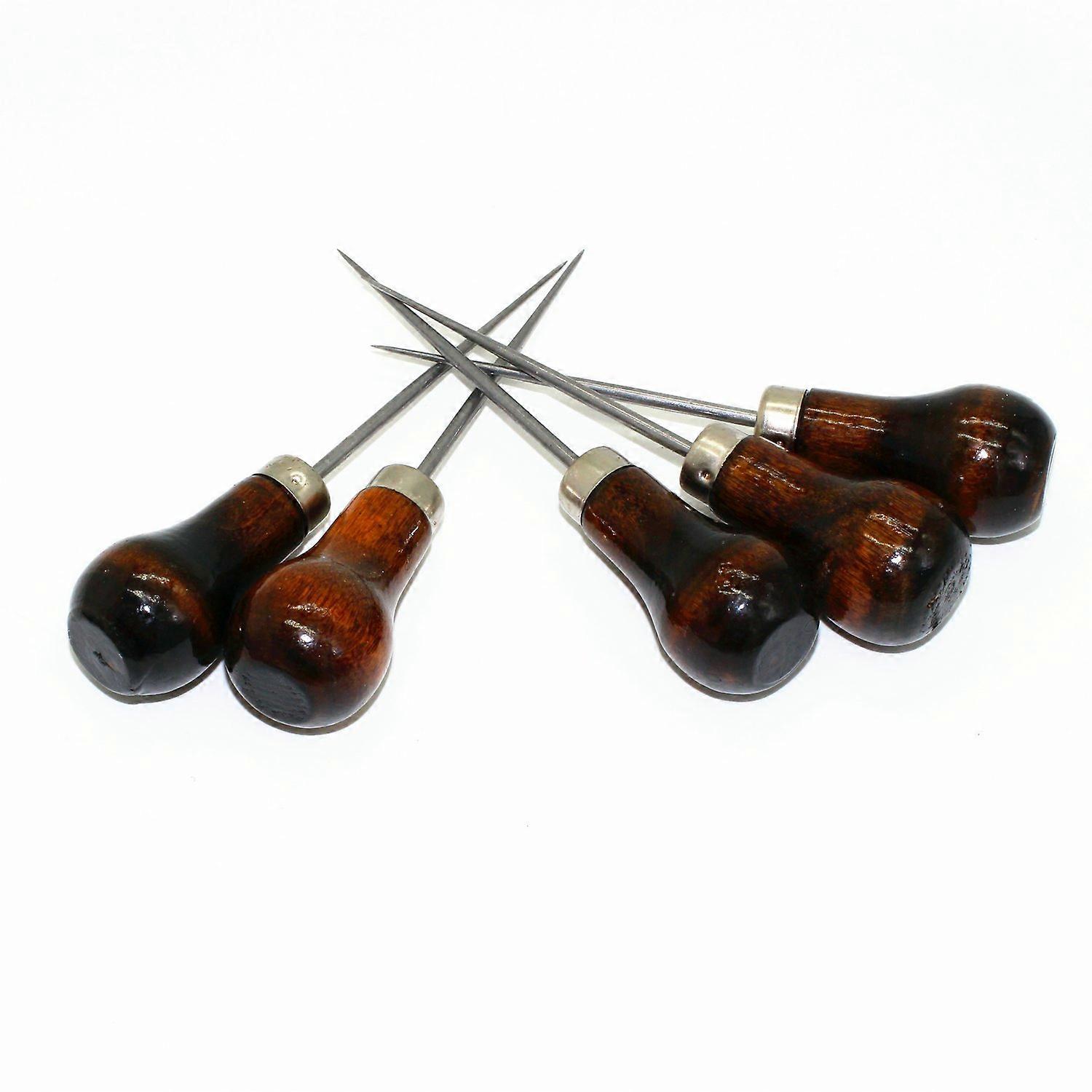 1PCS Durable Awl Tool Gourd Shape Wooden Handle Scratch Awl for Leather Hole Punch Awl Maker Tool