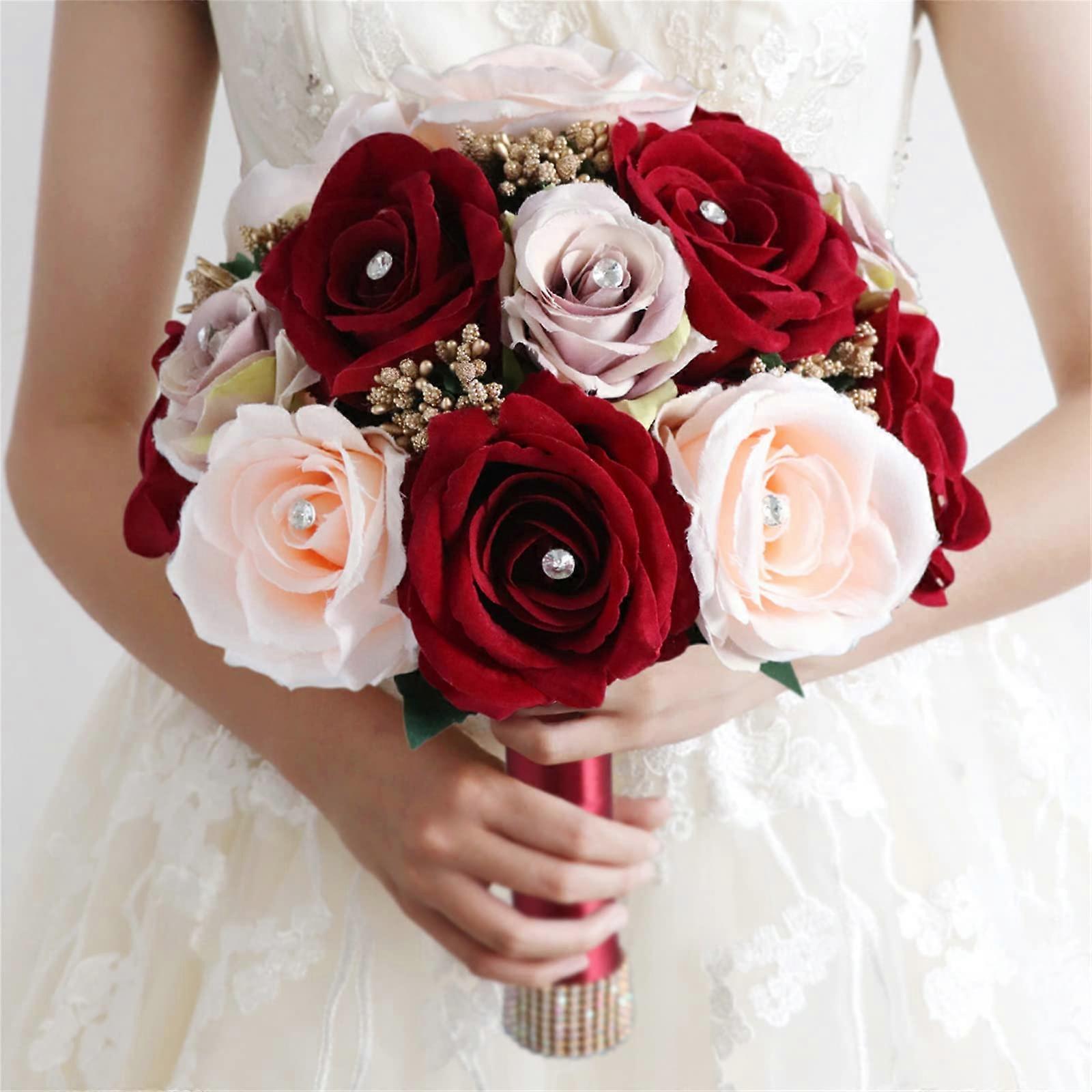 Artificial bouquet for the bride, who holds the flowers, handmade from silk, bridal bouquet for throwing bouquets