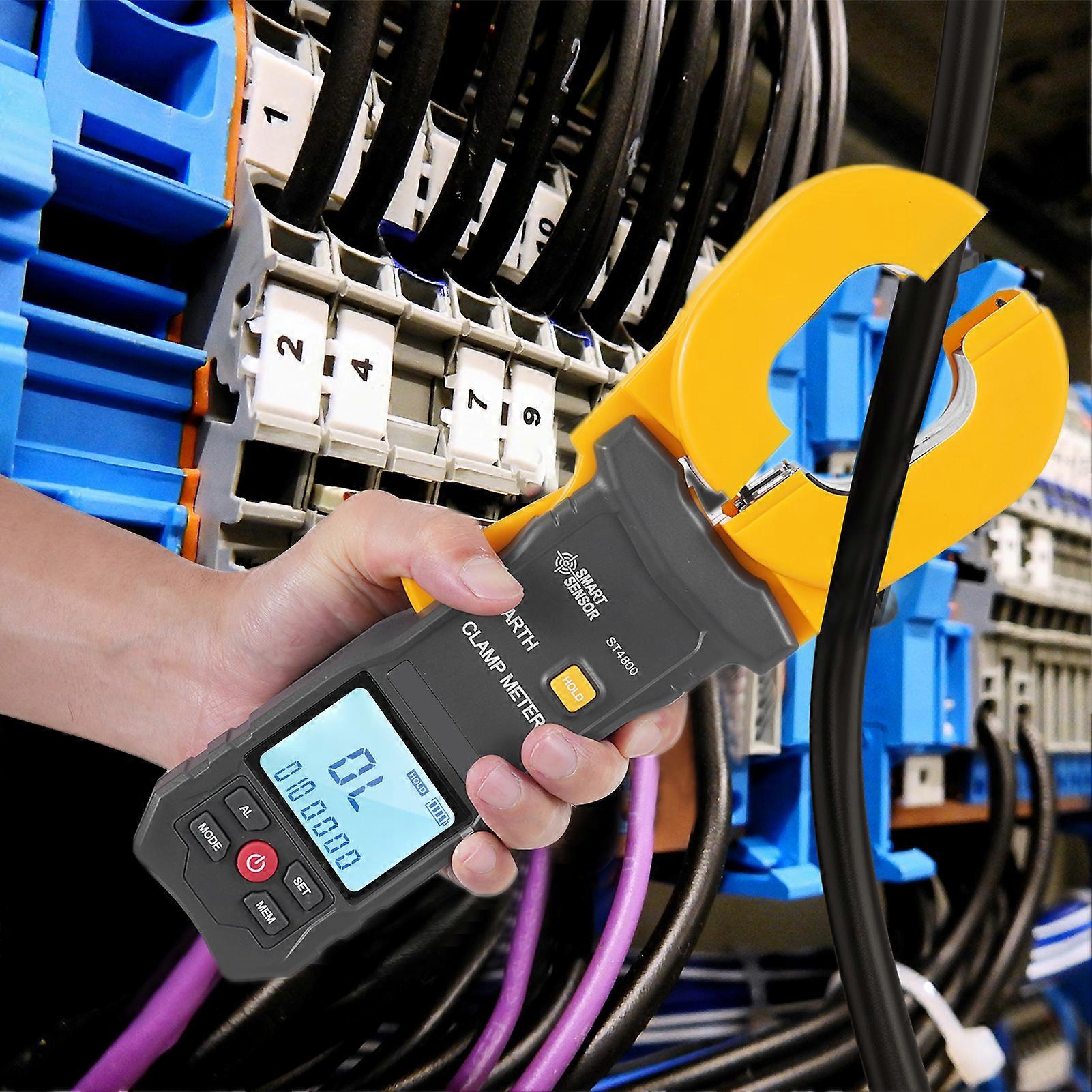 SMART SENSOR Erdungswiderstandstester 0,01-1200 Ω 500 Gruppen Datenspeicherung Multifunktions-Digitalzange mit LCD-Anzeige 0mA-30A Alarmklemme