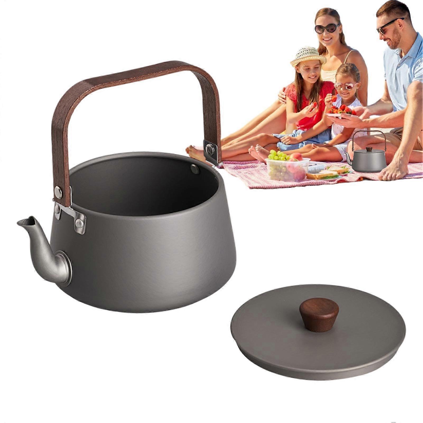 camping coffee kettle, compact for outdoor, hiking, picnic, gray