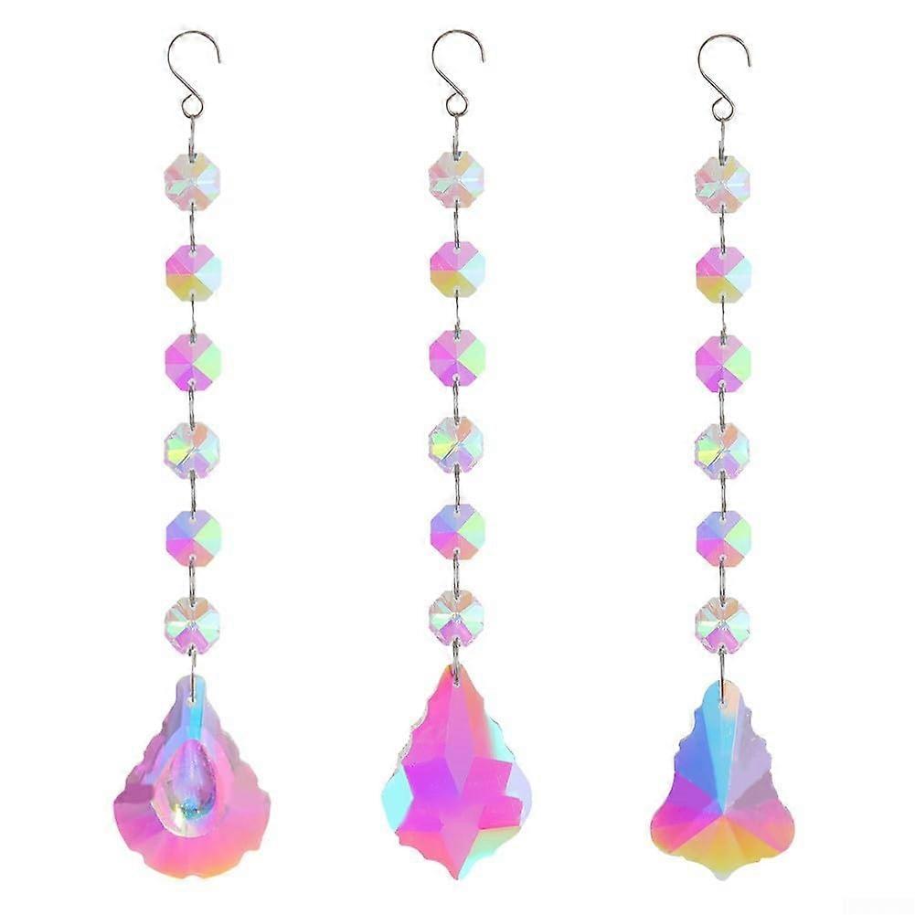 Crystal Sun Catcher Hanging Ornaments Set of 3, Multi-Color Acrylic Suncatchers for Home and Office Décor