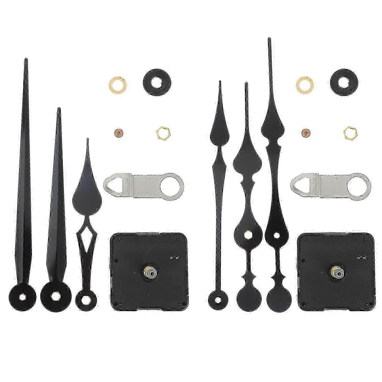 Replacement Clock Mechanisms for 2 Sets of Quartz Clocks with Silent Movement and Pointer Part Edition 0618