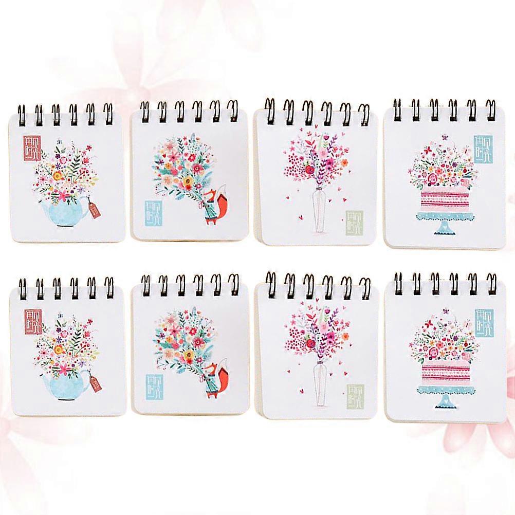Notepad Small Cartoon Coil Notebook For Office School Use 8Pcs Assorted Color Rectangular Recording Notes