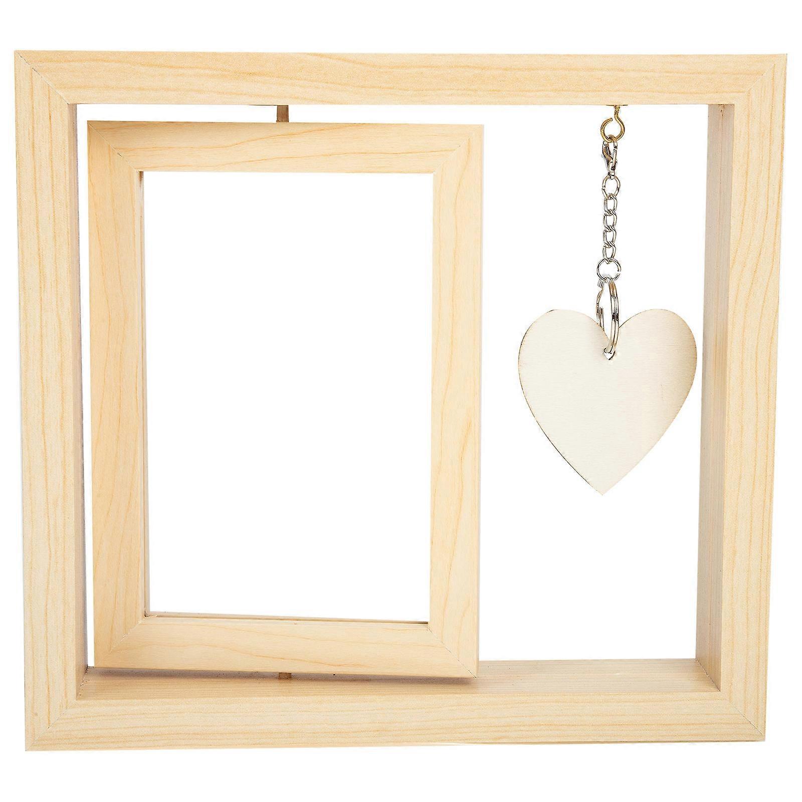 Rotating Photo Frames present for Grandpa Desktop Wooden Double-Sided Picture Frame 23x21cm Modern Design 1Set