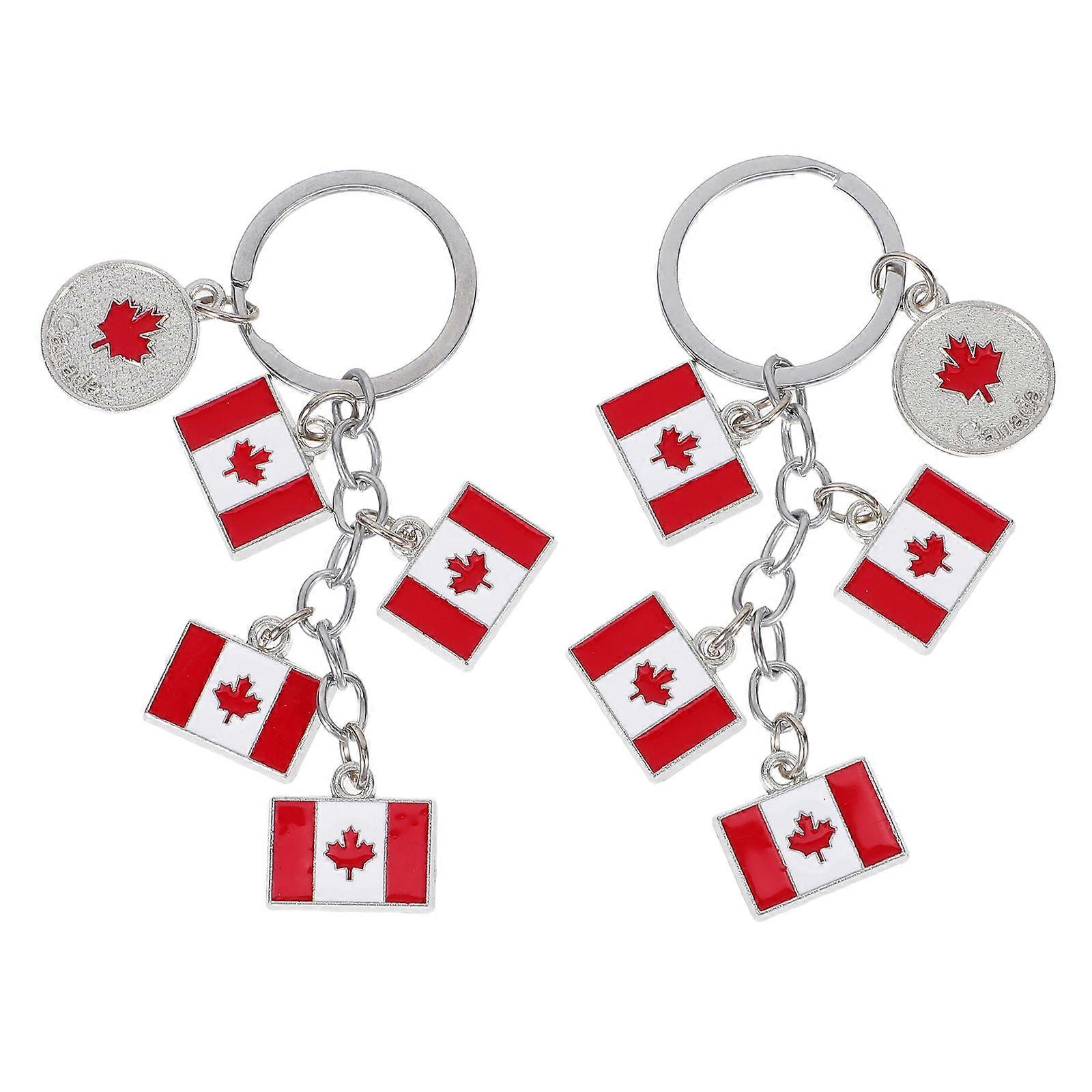 Maple Leaf Keychain Charm 2Pcs Zinc Alloy Assorted Color Charm for Decoration