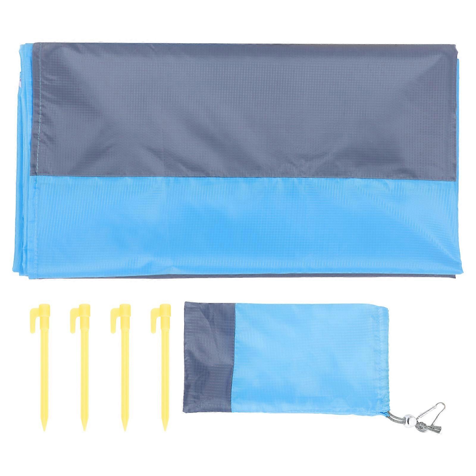 Outdoor Blanket Portable Picnic Blanket Waterproof Folding Picnic Mat Blue 210x200cm 1Set