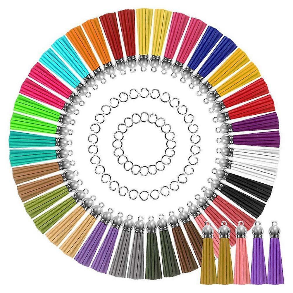 Keychain Charms Leather Tassels for Jewelry Making Assorted Color 5.5X1cm Keychain 50Pcs