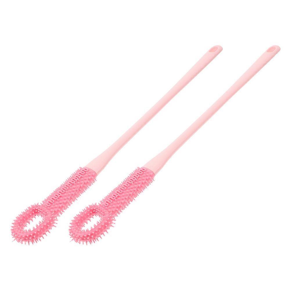 Foot Scrubber Brush Toe Gap Cleaning Tool Long Handle Soft Bristles Removable Dead Skin 2Pcs Pink