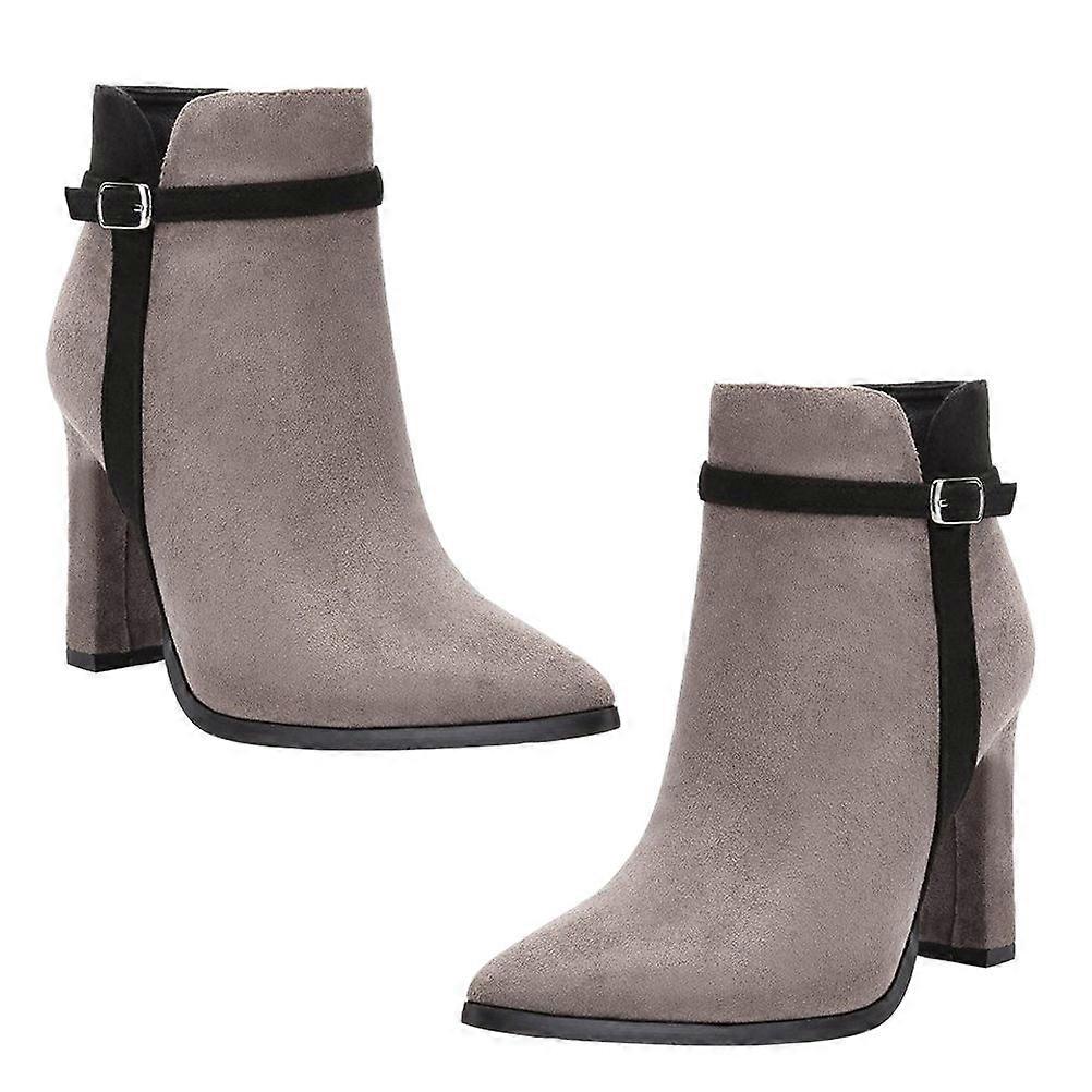 Here's a refined and engaging product description based on your input:
 
**Stylish Chunky Heel Ankle Booties for Women – Autumn/Winter Fashion