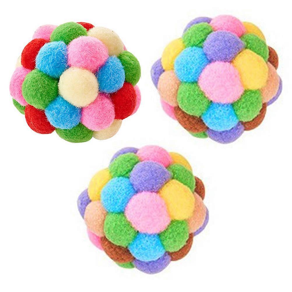 Toy Pet Cat Exercise Assorted Color Creative Rainbow Teaser Ball 7x7x7cm For Cats 3Pcs