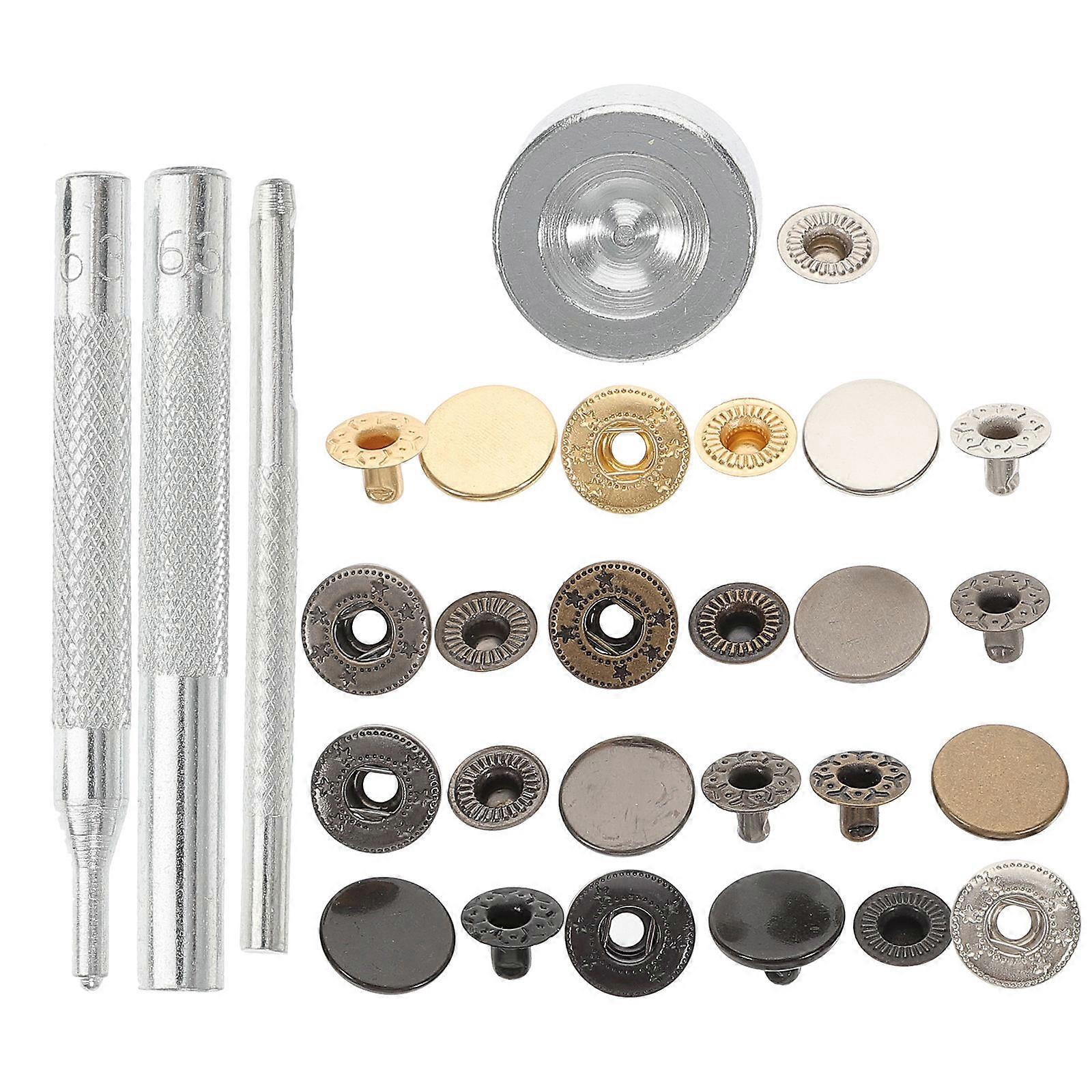 Metal Snap Button Fasteners Kit with Tools – Durable Press Studs for Clothing, Jackets, Bags, and DIY Crafts – Versatile Button Snap Set