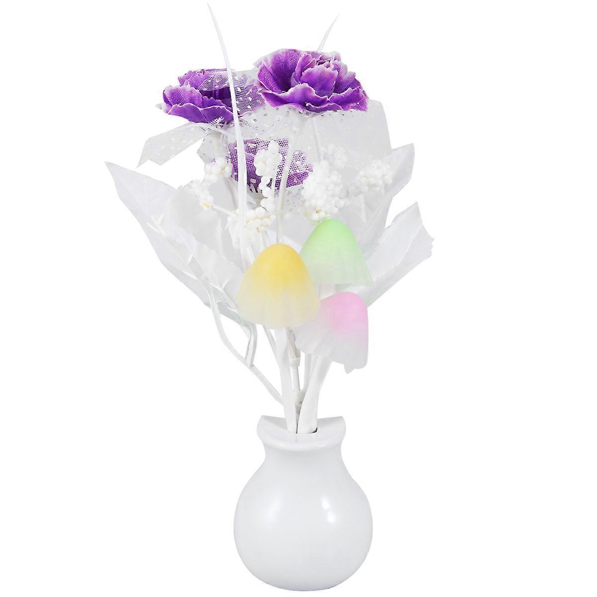 Decorative Night Lights Tulip Flower Sensor LED Night Light Plug-in Light Control Indoor Lamp For Bedroom Hallway Nursery Purple 1Set