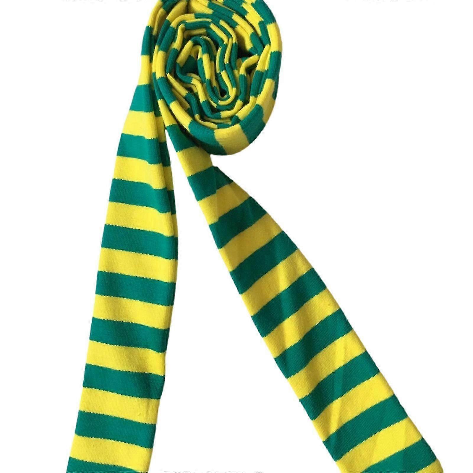 Women Spring Summer Stripe Pattern Scarf Thin Neckerchief Y2k Style Colorful Thin Knitted Neck Guard Lightweight Yellow