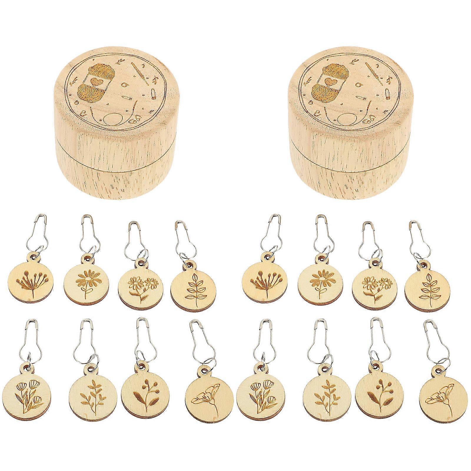 2 Boxes Carved Wooden Knit Markers For Crafting Projects Suitable For DIY Art And Weaving Enthusiasts