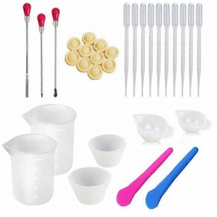 סט כלי חלוקת קריסטל אפוקסי עם כרית סיליקון, מדידה ומקל ערבוב - 31 סטים המתאימים לפרויקטי יצירה שונים