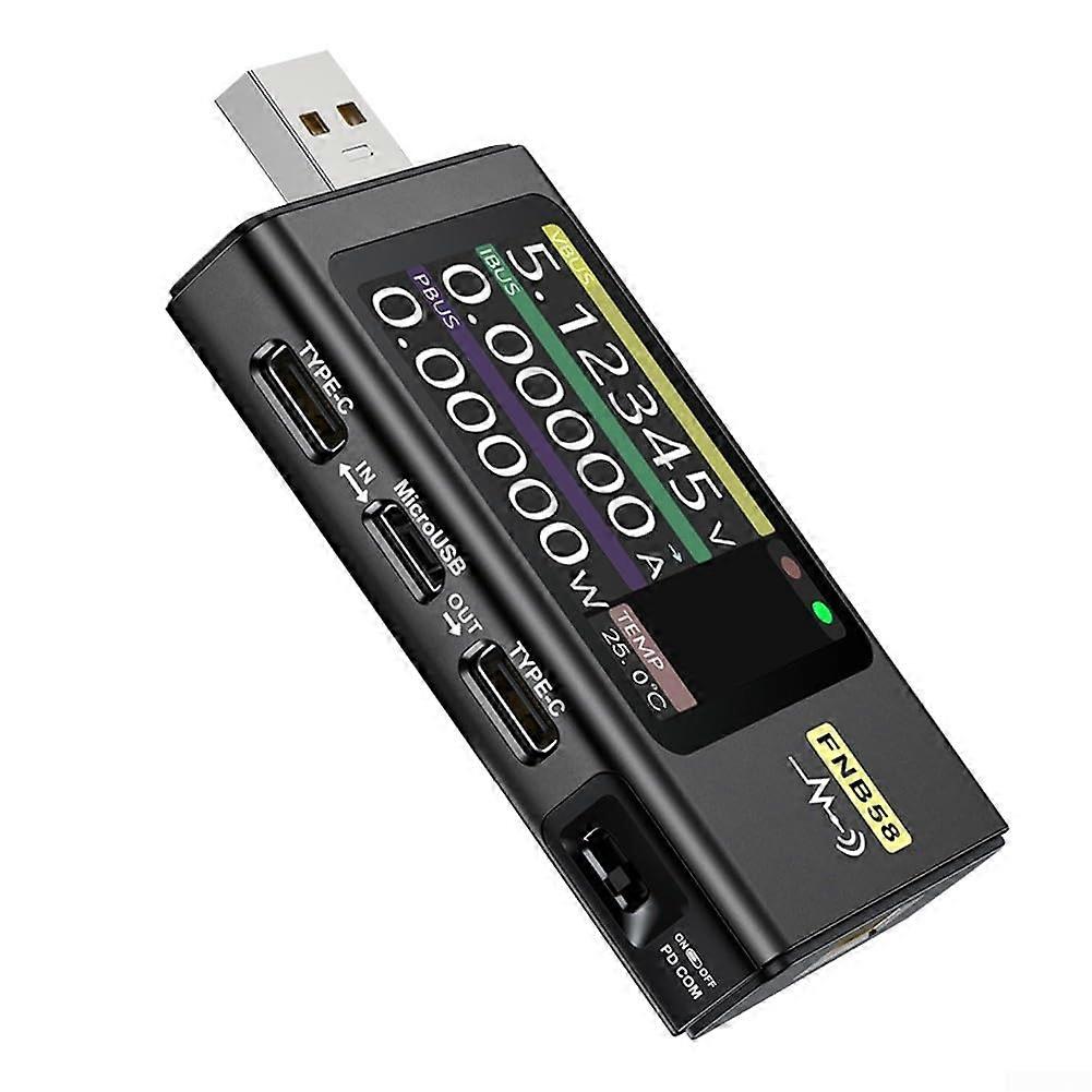 FNB58 Tester Digital Voltmeter And Ammeter With Quick Charge Detection And Voltage Ripple Up To 428V Monitoring Black