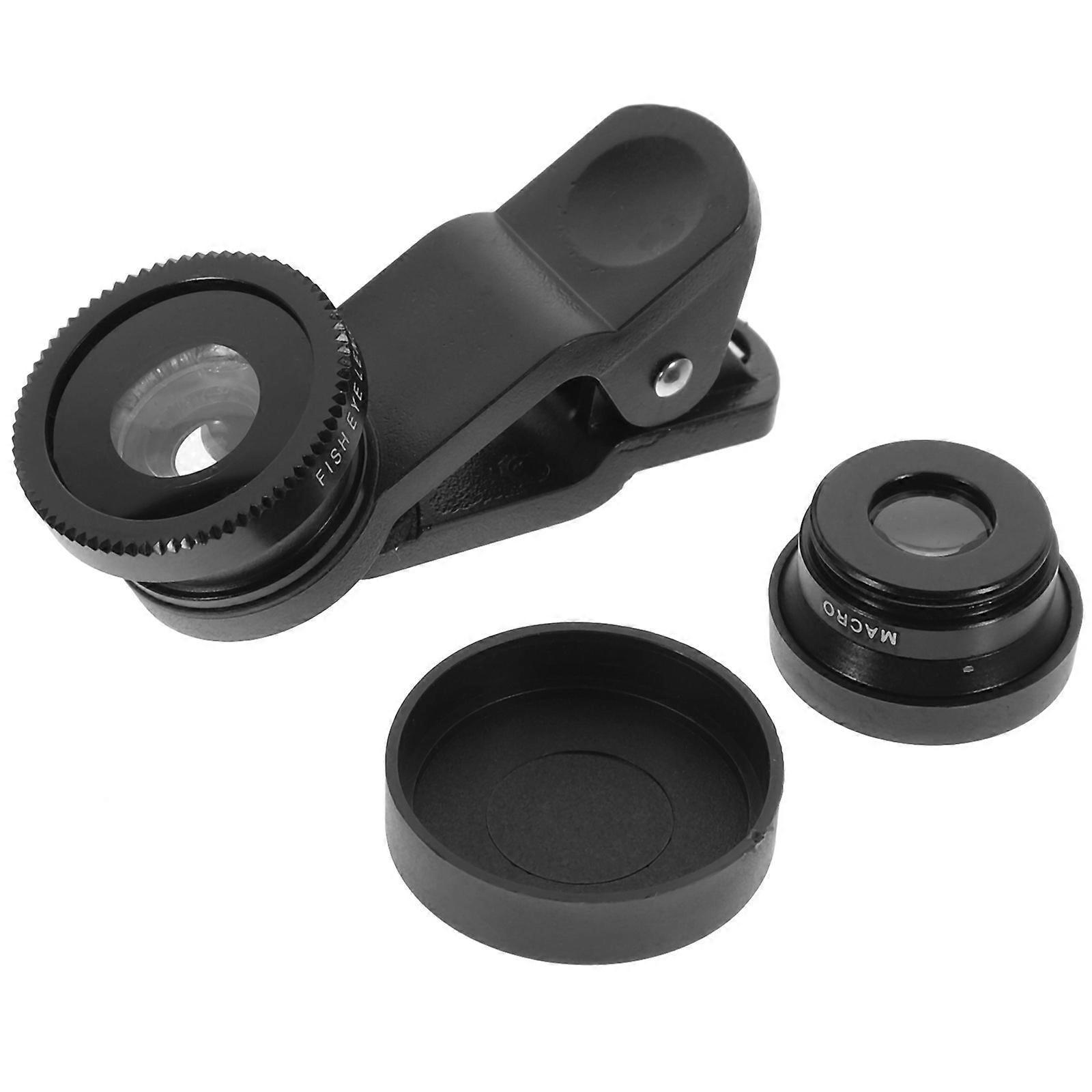 Mobile Phone Camera Lens Kit Portable Compact Design Black Color Aluminum Alloy Material 1Set