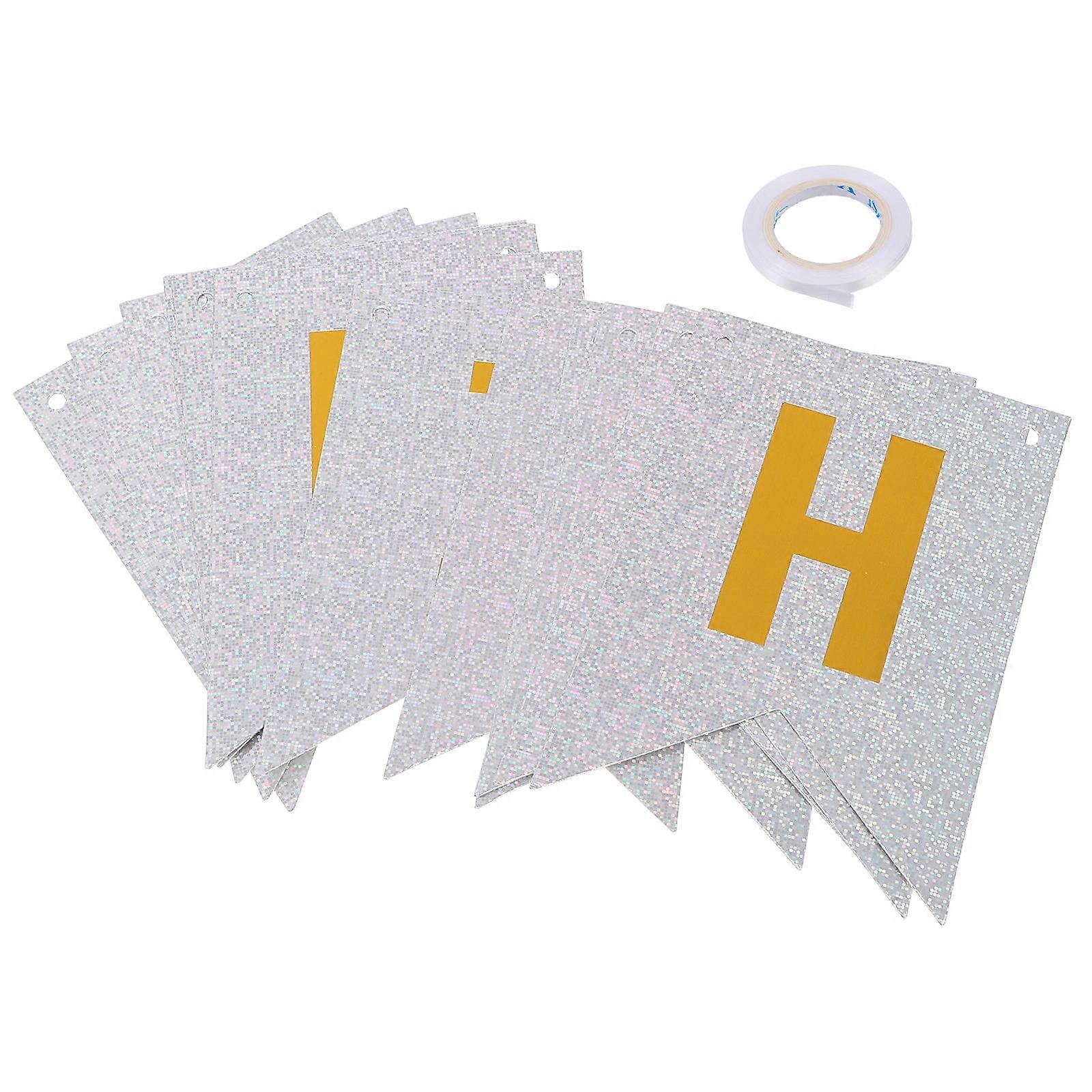 Happy Birthday Pull Flag Gold Stamping Birthday Banner Rectangular Shape Photo Prop 1Pack