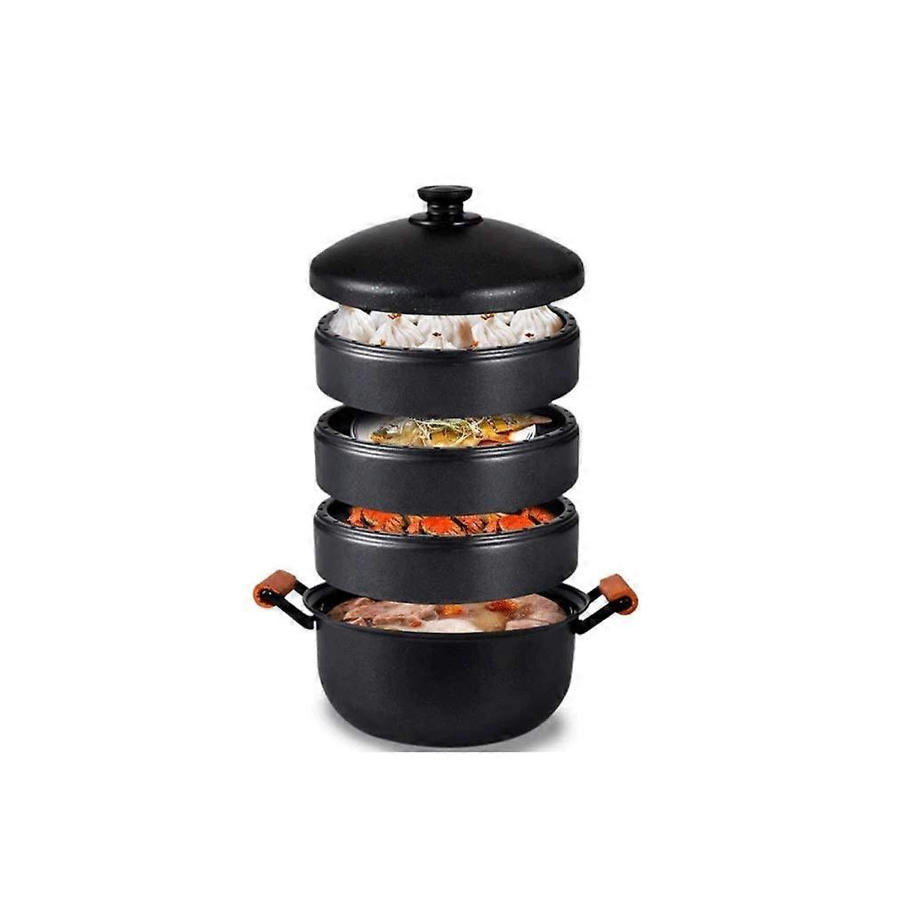 Steamer Cast Iron Durable Sealed Lid with Log Handle for Induction and Gas Cooking, 5 Quart Size