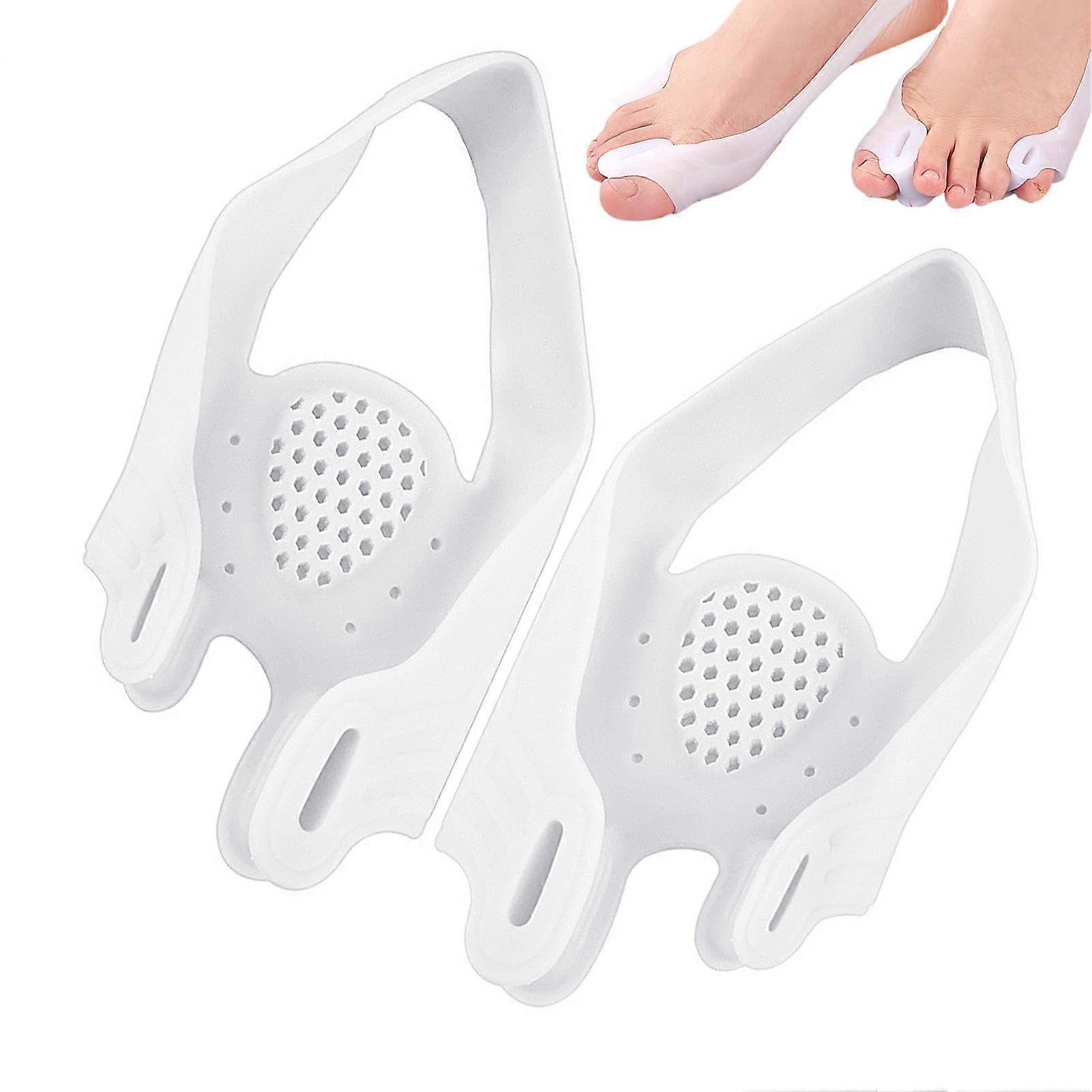 Toe Separator, Toe Spacer, Double Hole Big Toe Separator, Soft, Comfortable Separator, Forefoot Pad for Overlapping Toes, Toe Alignment White