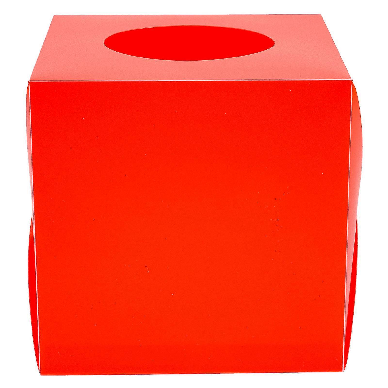 Red Raffle Box for Party Use Made of Plastic with Round Opening for Tickets and 10x10x15 inches