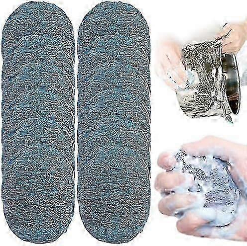 Reusable and Absorbent Pre-Soaped Steel Wool Scouring Pads for Cleaning Kitchen Tableware and Metal Grids - Blue