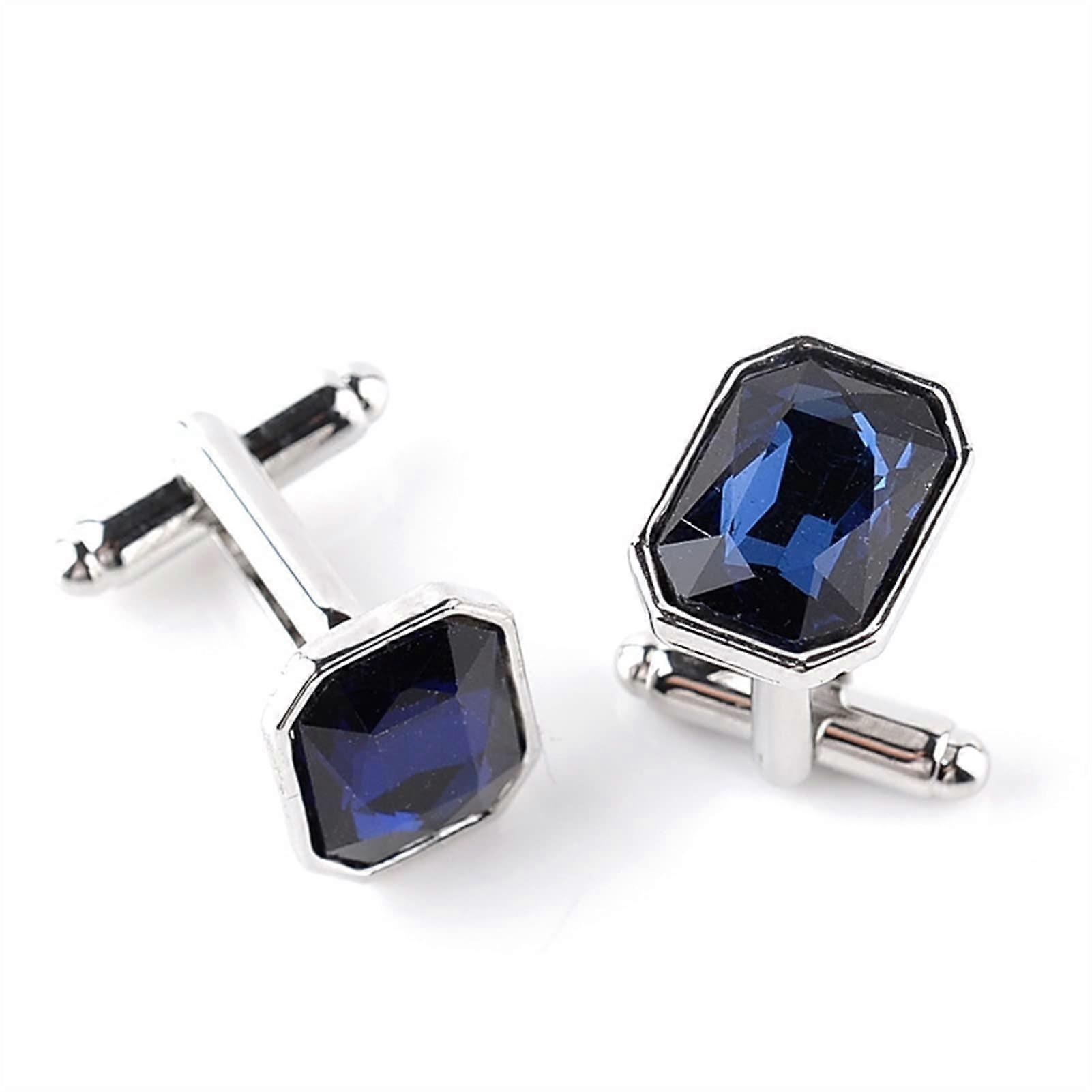 Cufflinks for Men, 2 Pairs, Luxurious Blue-Violet Design with Zirconia, Business Attire Accessories, One Size