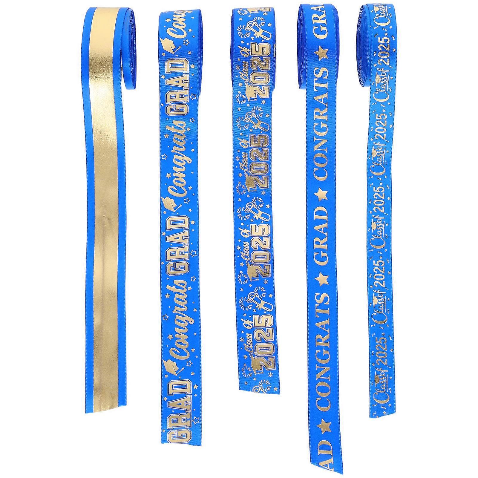 Graduation Season Present Wrapping Ribbon For Graduation Party Diy Crafting Polyester 5 Yards Blue 1.6cm - 2.5cm Rolls