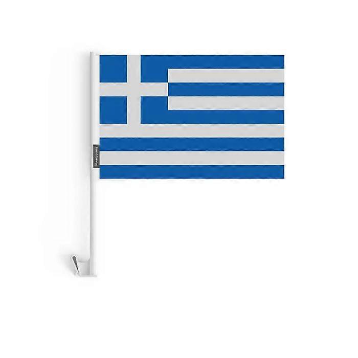 Car Flag Greece – 14 x 21 cm – Polyester Fabric – Window Attachment – 10 pieces